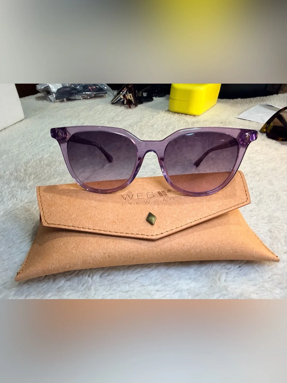 65. 70. Lavender Translucent Cat-Eye Sunglasses with Gradient Lenses